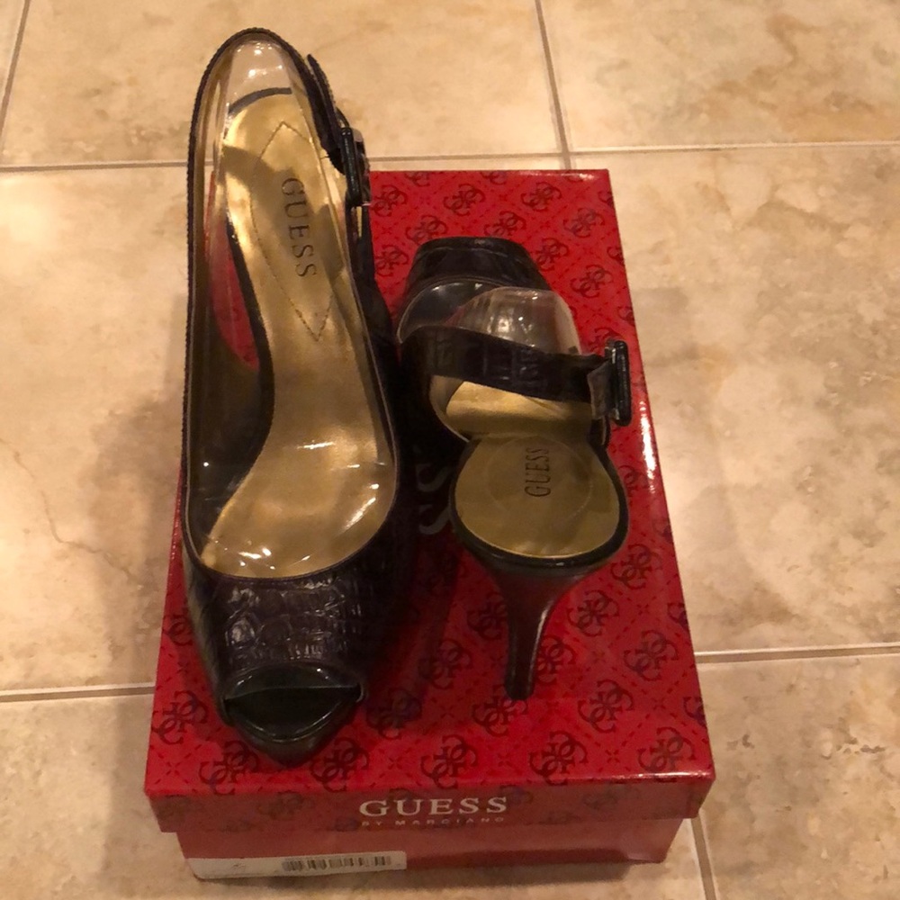 Guess by Marciano crocodile peep toe pumps